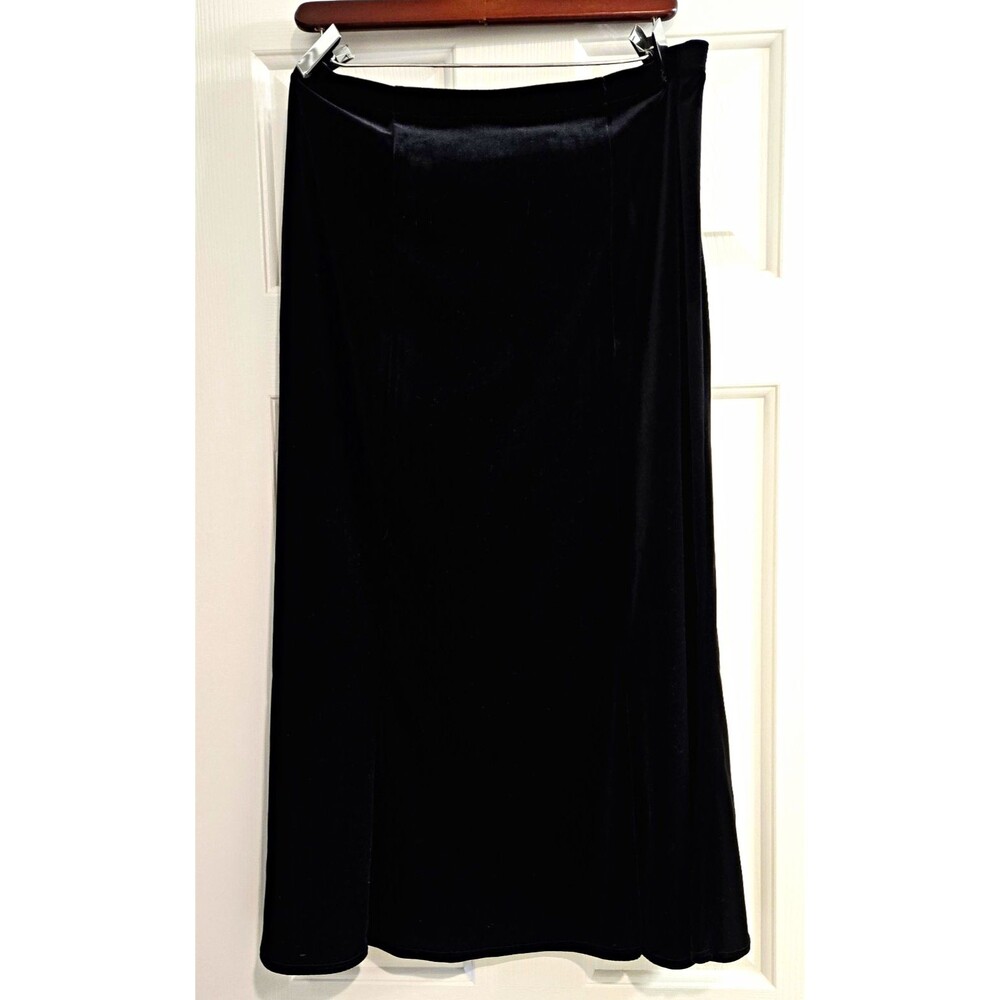 Vintage Notations Black Velvet Maxi Skirt Large 90s Y2K Whimsigoth Gothic Goth
